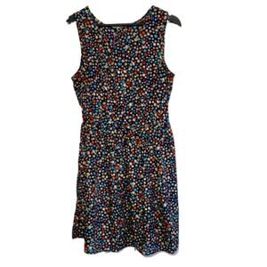Alfred Paquette Dress Sleeveless Navy Multicolored Polka Dot Mini Dress Medium